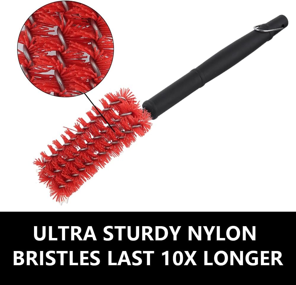 XSUPER Nylon Grill Brush - 3-in-1 Barbecue Cleaning Tool with Scraper | 18" Universal Fit BBQ Accessory