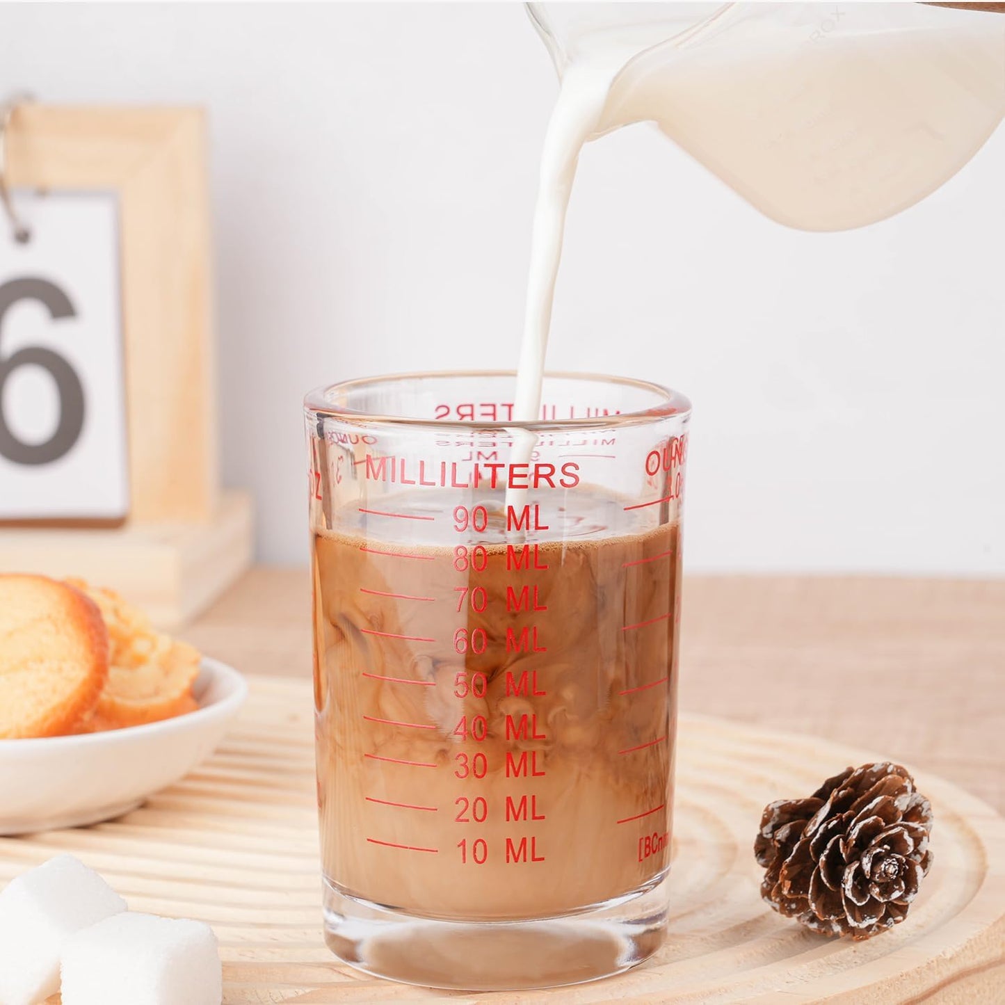 NCnnwovf 2 PACK Measuring Cup Shot Glass 3 Ounce/90ML Liquid Heavy Glass Red Scale