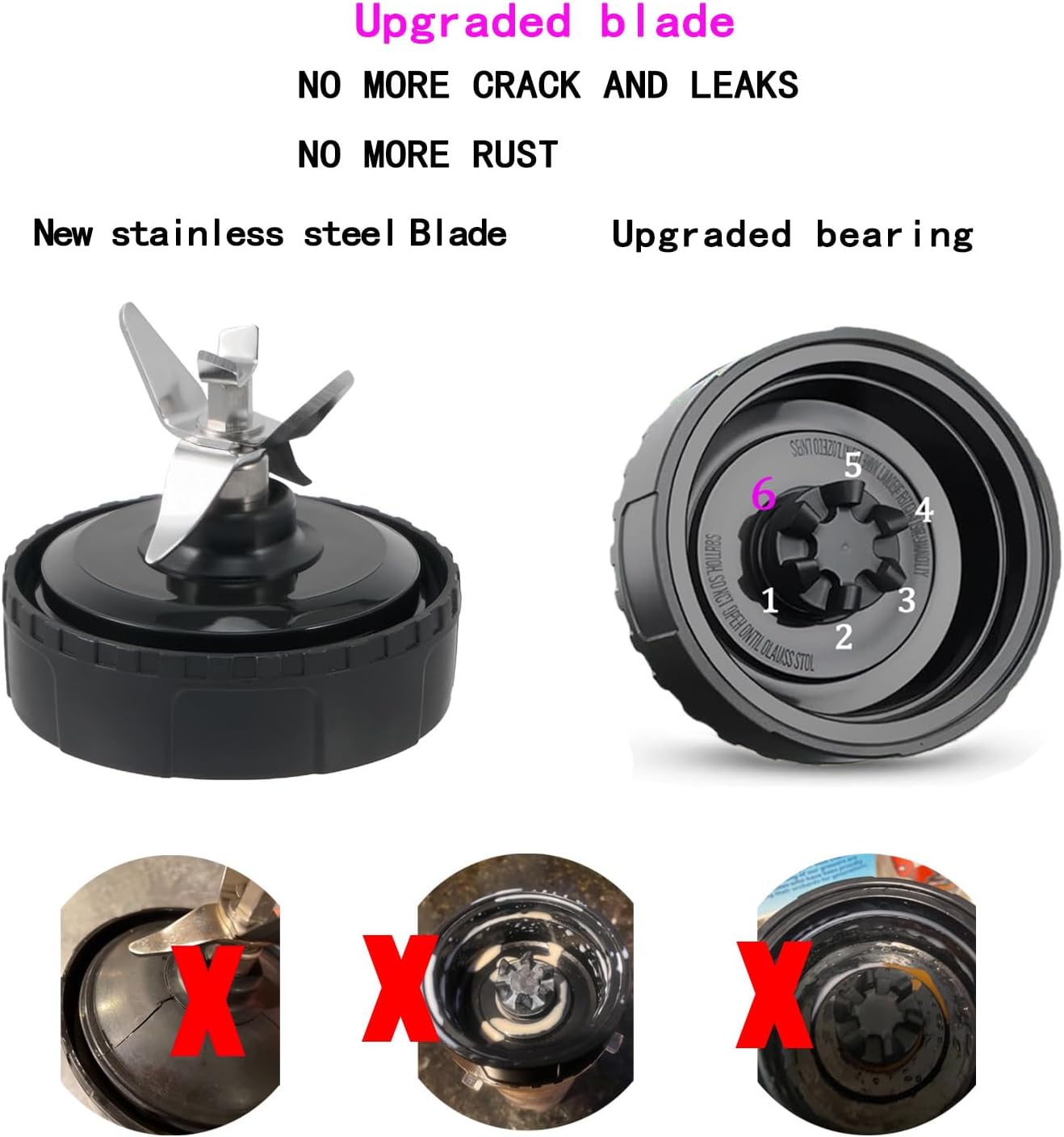 Nutri Ninja Replacement Parts - 6-Fin Blender Male Blade & Cup Set | Compatible with BL660, BL770, BL780, BL740 (5-Pack)