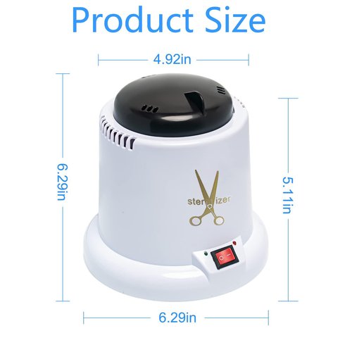 GoLashFun Nail Tool Sterilizer Machine,High Temperature Sterilizer Nail Tool Cleaning Pot for Nail Art Salon,Hair Cutting Scissors Cleaning Equipment (White with Glass Bead)