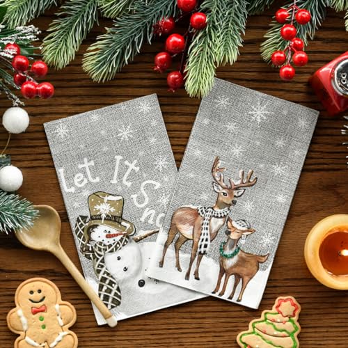 Horaldaily 100Pcs Christmas Snowman Paper Napkins 4.3 x 7.9 Inches Holiday Party Supplies