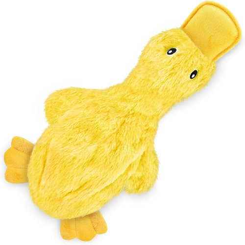 Best Pet Supplies Interactive Squeaky Dog Chew Toy - Durable Crinkle Duck for All Dog Sizes (Yellow)