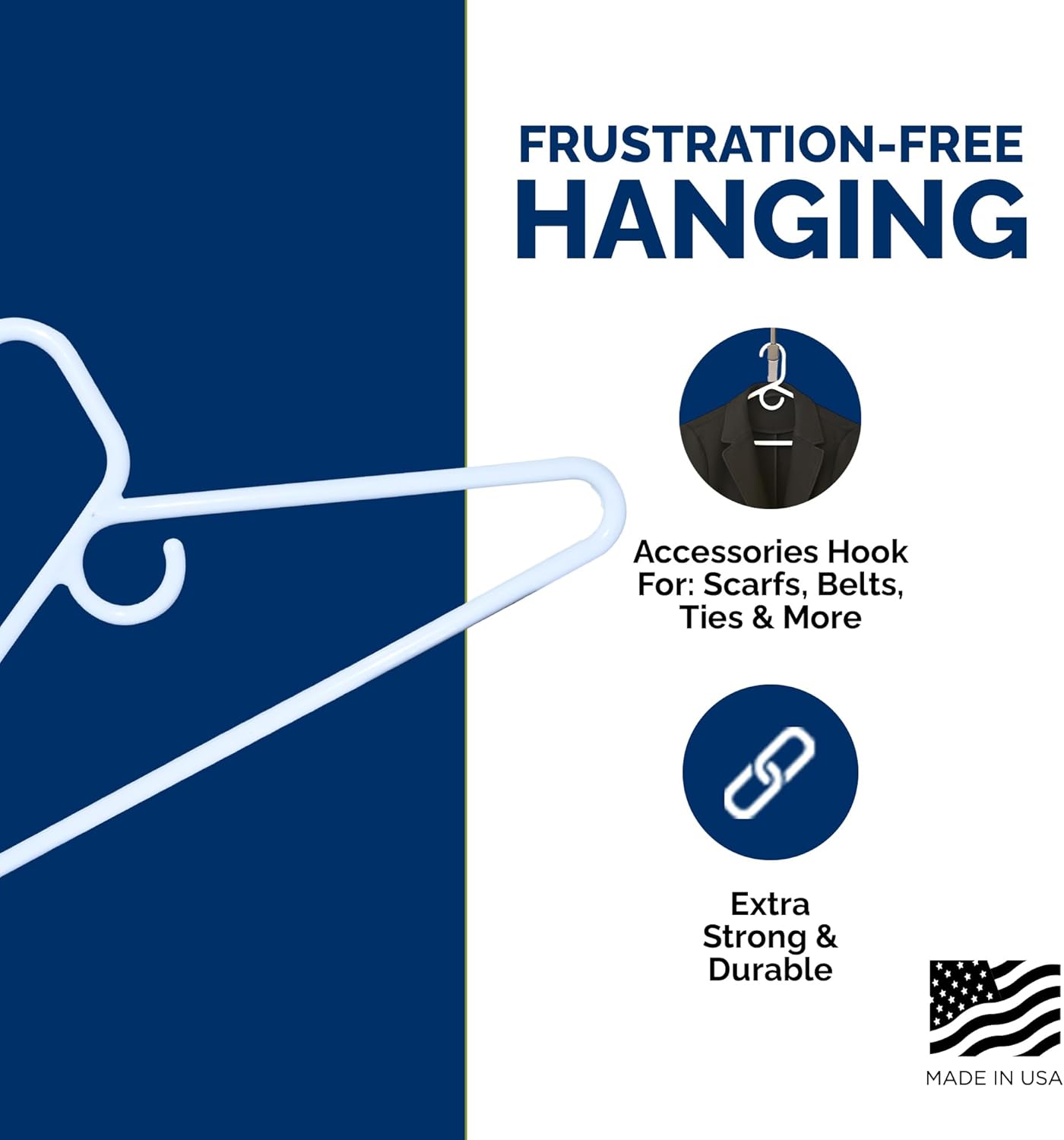 Ultra Heavy Duty Plastic Hangers - Strong White Hangers for Jackets, Pants & Shirts | 28 Pack Made in USA