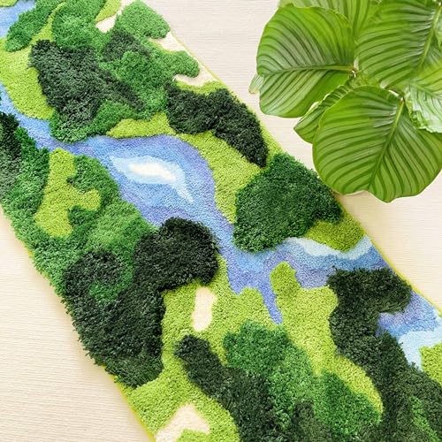 24x68 River Moss Runner Rug - Non-Slip Shag Carpet for Bedroom & Living Room