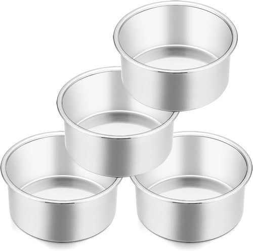 E-far 4-Inch Mini Round Cake Pan Set - Stainless Steel, Non-Toxic & Dishwasher Safe, Perfect for Smash Cakes