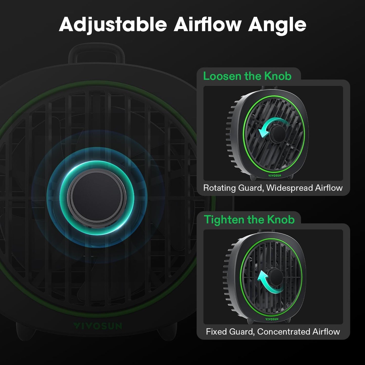 VIVOSUN AeroWave D4 Clip Fan - 4” Hydroponics Fan with 3-Speed Quiet Airflow & Adjustable Angle | Black