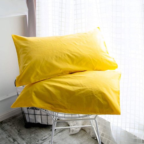 FLXXIE Pillow Cases - Soft Microfiber Queen Pillow Covers with Envelope Closure | 2-Piece Set, 20x30, Yellow