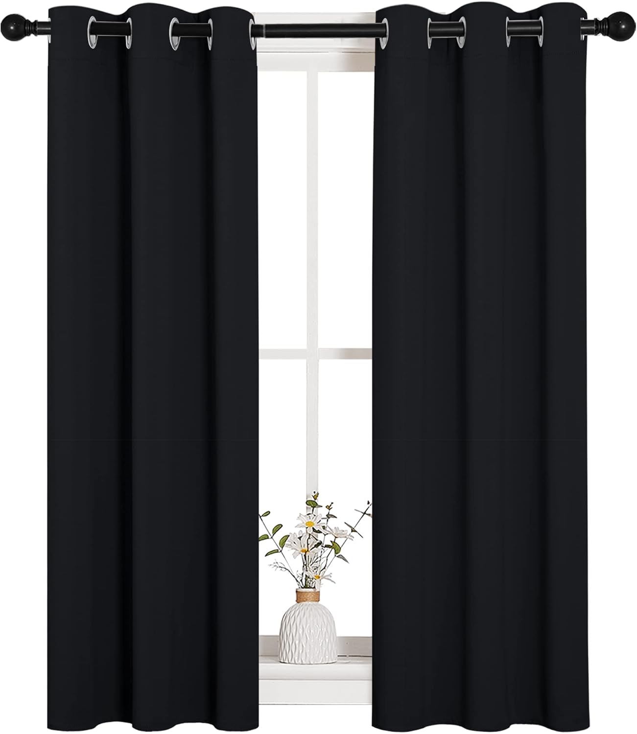NICETOWN Blackout Curtains - Thermal Insulated Grommet Drapery Panels for Living Room | 2 Panels, 29" x 45", Black