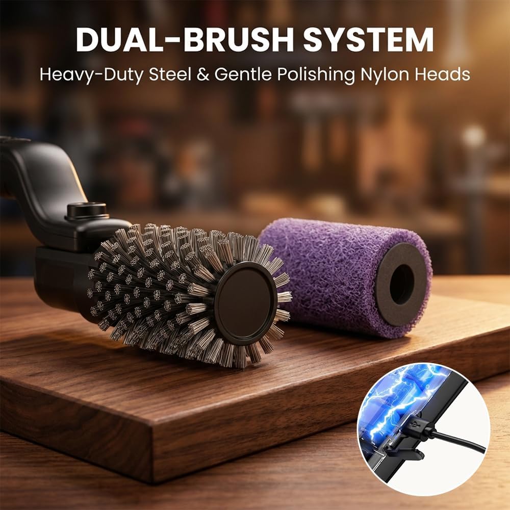Skiennix Electric Grill Brush - Cordless BBQ Cleaner with 3 Speed Settings & Rechargeable Battery