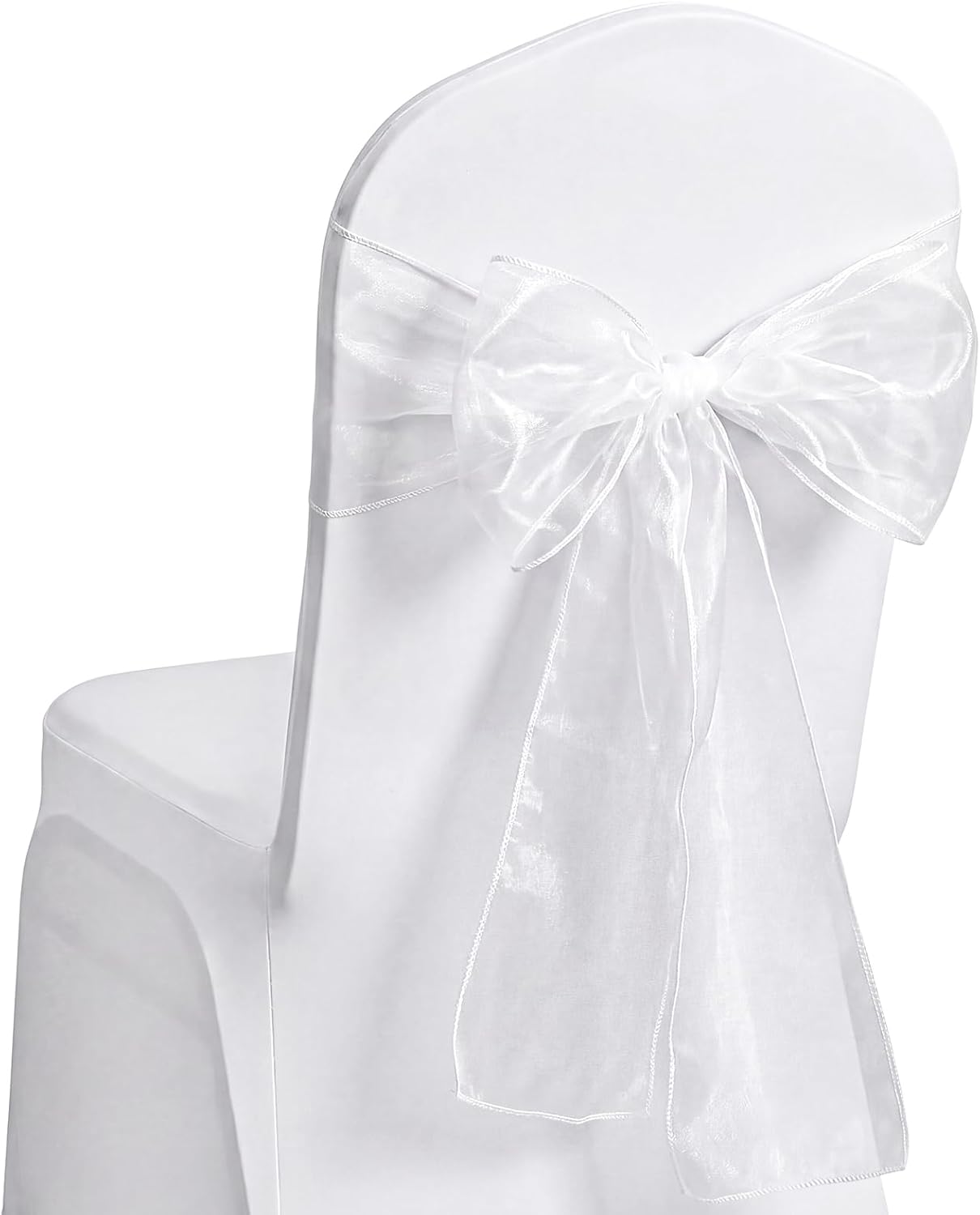 Tosnail Organza Chair Sashes - 30 Pack Tulle Bows for Weddings & Parties | 108 x 6.7 Inches, White