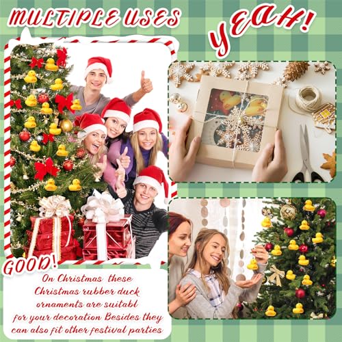 Shappy 12 Pcs Rubber Ducks Christmas Ornament Yellow Duck Hanging Xmas Decor for Christmas Tree Party Decor (Classic Style)