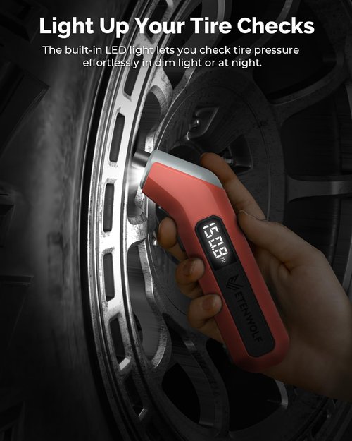 ETENWOLF T300 Digital Tire Pressure Gauge - Accurate 3-200 PSI Calibration | Replaceable AAA Batteries, Vivid Orange