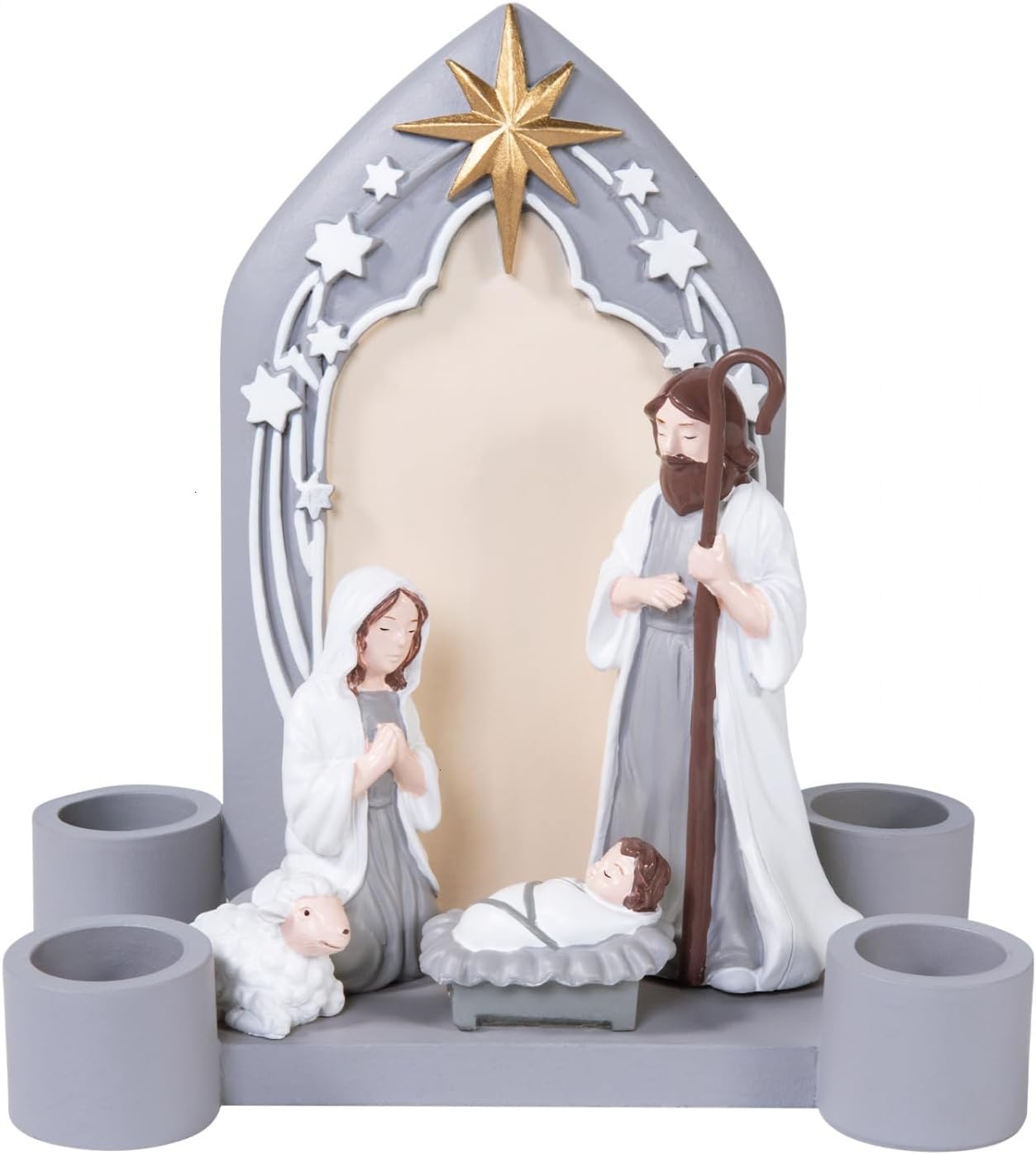 Nativity Advent Candle Holder - Elegant Resin Design for Home & Church Decor | Perfect Centerpiece