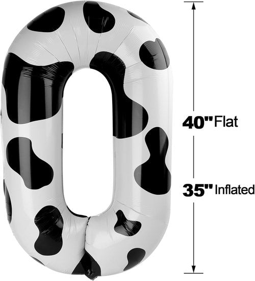 Cow Print Number Balloon - 40 Inch 0 Balloon for Farm Birthday Decorations | Fun Party Supplies for Girls