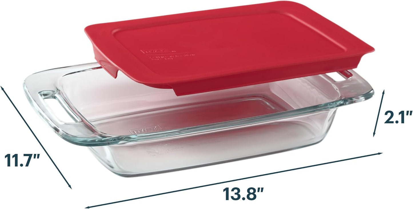 Pyrex Easy Grab 2-Qt Glass Baking Dish - Non-Toxic, BPA-Free Lid | Dishwasher & Oven Safe