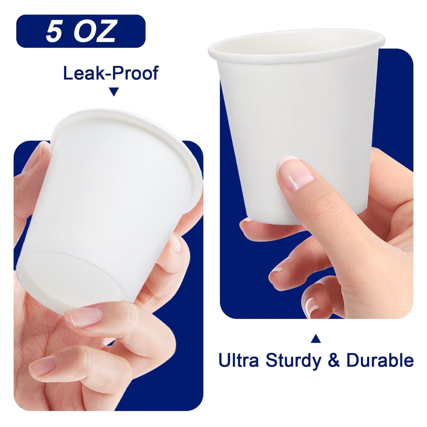 Clawsoff 300 Count 5 oz Bathroom Cups, 5 oz Disposable Paper Cups, Small Mouthwash Cup, 5 Ounce Mini White Espresso Cups for Party, Travel, Picnic