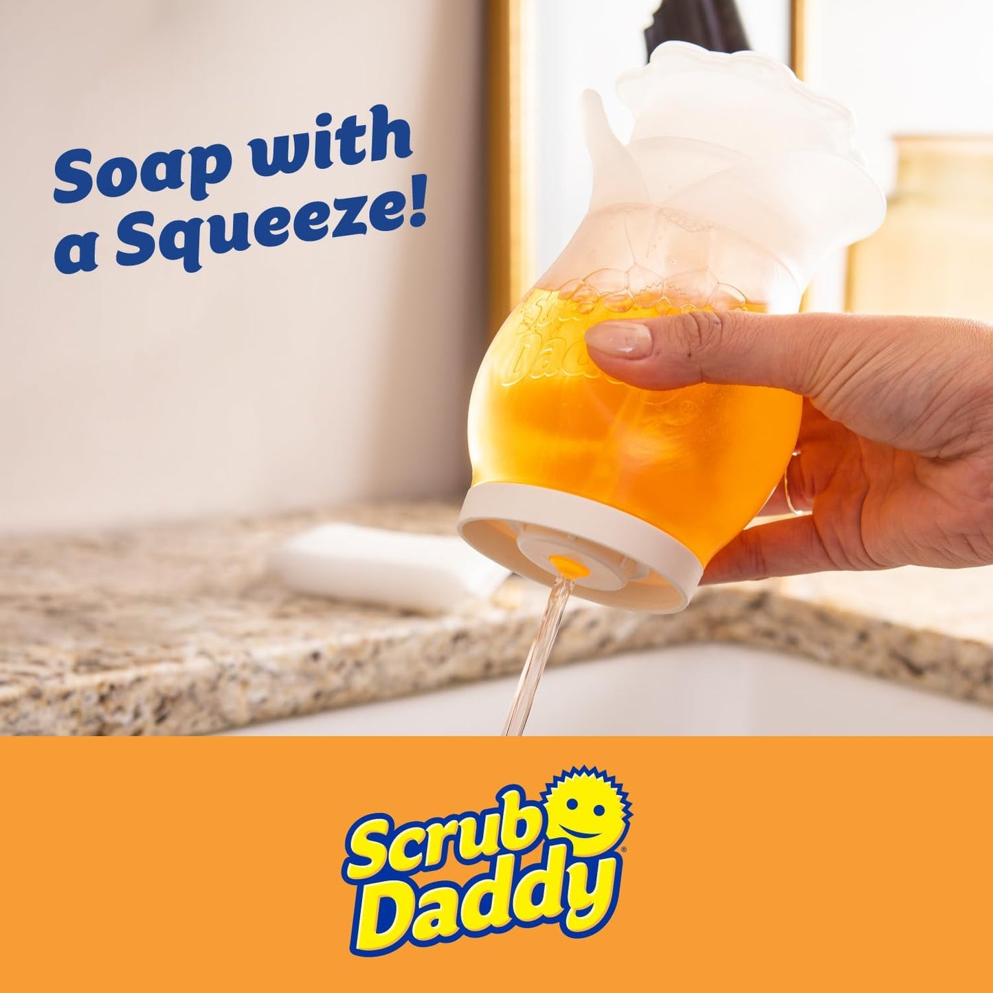 Scrub Daddy Soap Daddy - Dual-Sided Liquid Dish Soap Dispenser for Kitchen & Bathroom - Refillable & Easy to Use - 1 Count (6 Pack)