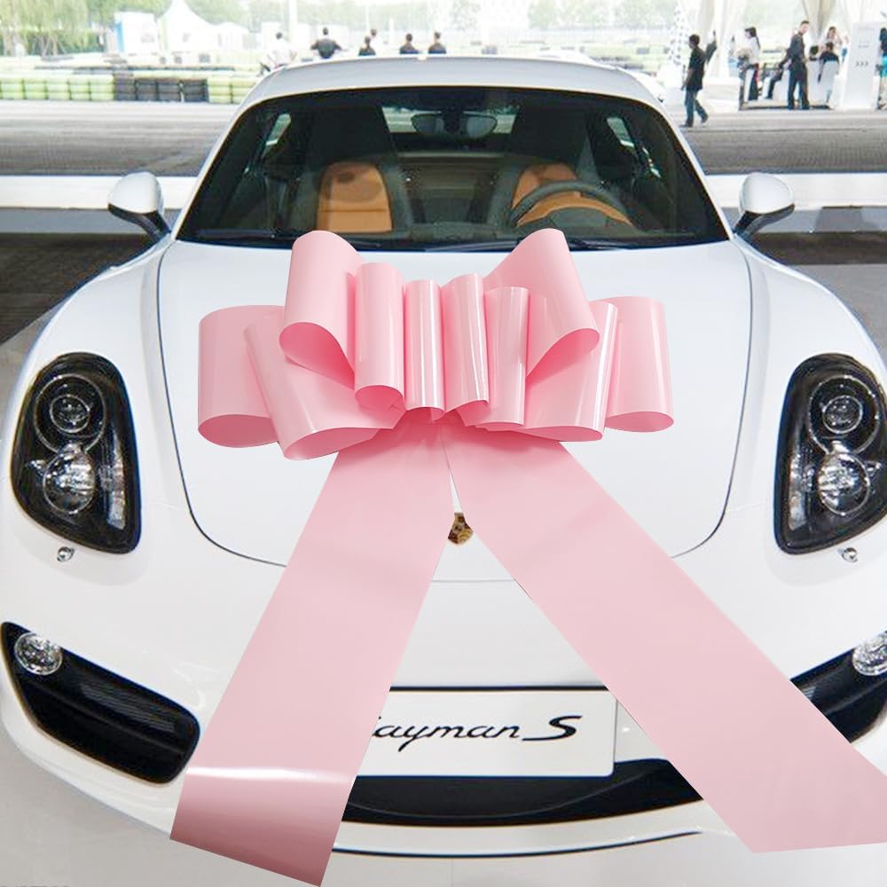 Skiennix Giant Car Bow - 23 Inch Pink Gift Bow for Weddings, Birthdays & Holiday Decorations