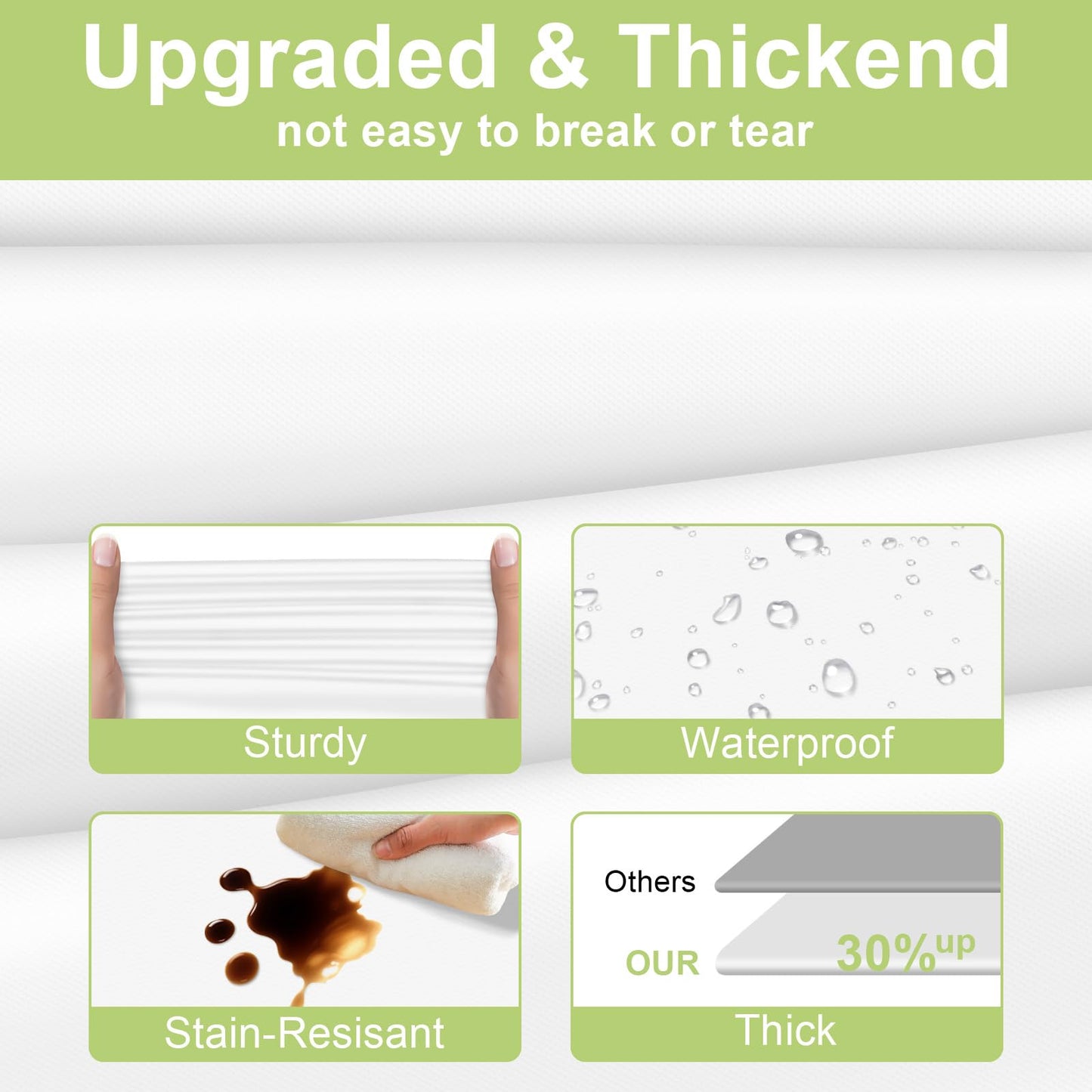 QIKSION White Plastic Table Cloth Disposable 3 Pack, 54 x 108 Inch Tablecloths for Party, Picnic, Birthday, Rectangle Table Cover