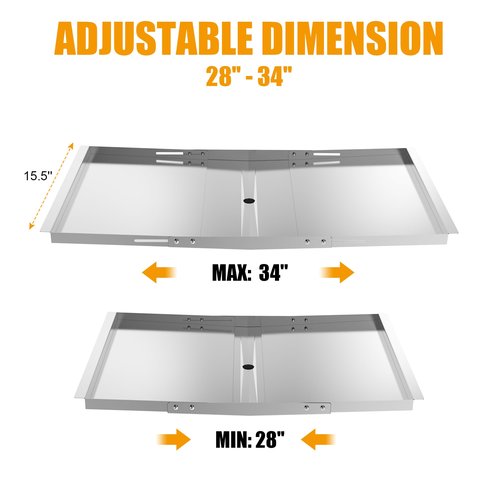 Adjustable Grease Tray with Catch Pan Replacement for Kenmore,Nexgrill,Dyna Glo,BHG and More,Universal Grill Drip Pan Accessories,Stainless Steel,Adjustable Length 28"-34"