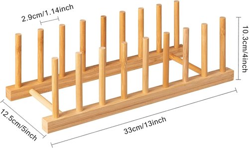 HBlife Bamboo Drying Rack - Versatile Kitchen Organizer for Plates, Cups & Pots | Space-Saving Design