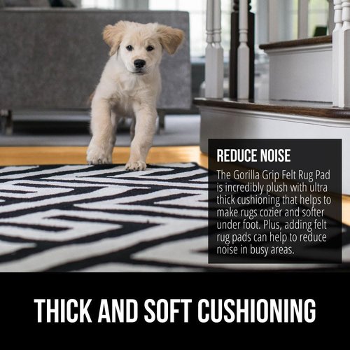 Gorilla Grip Rug Pad - Slip Resistant Felt with Rubber Backing - 1/4 Inch Thick, 2x3 FT for Area Rugs