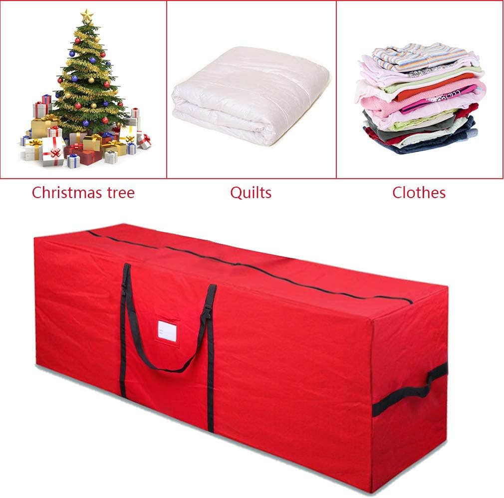 Skiennix Christmas Tree Storage Bag - Heavy Duty 600D Oxford for 7.5 Ft Trees | Durable Handles & Dual Zipper (Red)
