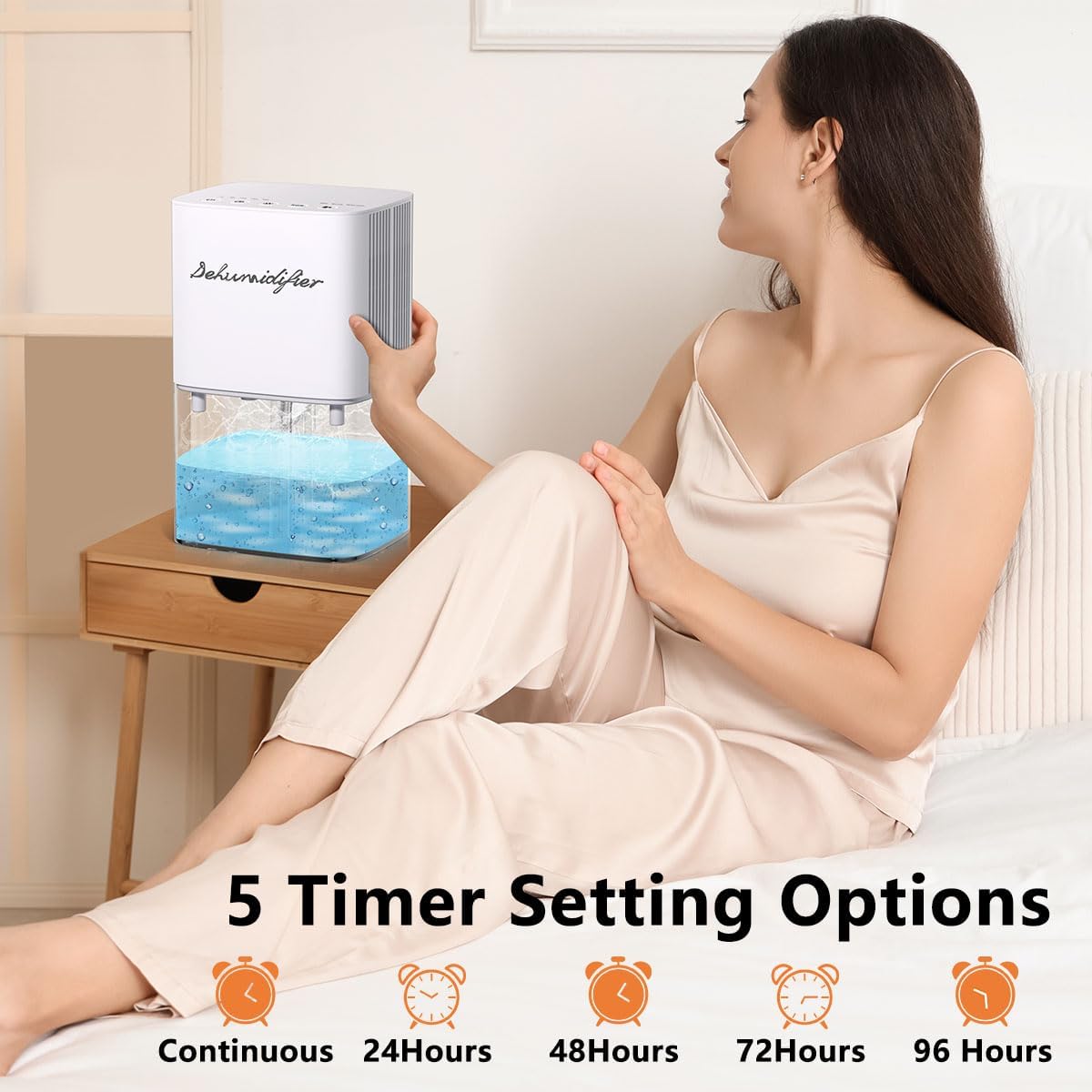 Skiennix Dehumidifier - 1657ML Small Home Unit with 10 Color Lights & Auto Shut Off | Low Noise for Bedroom & Bathroom