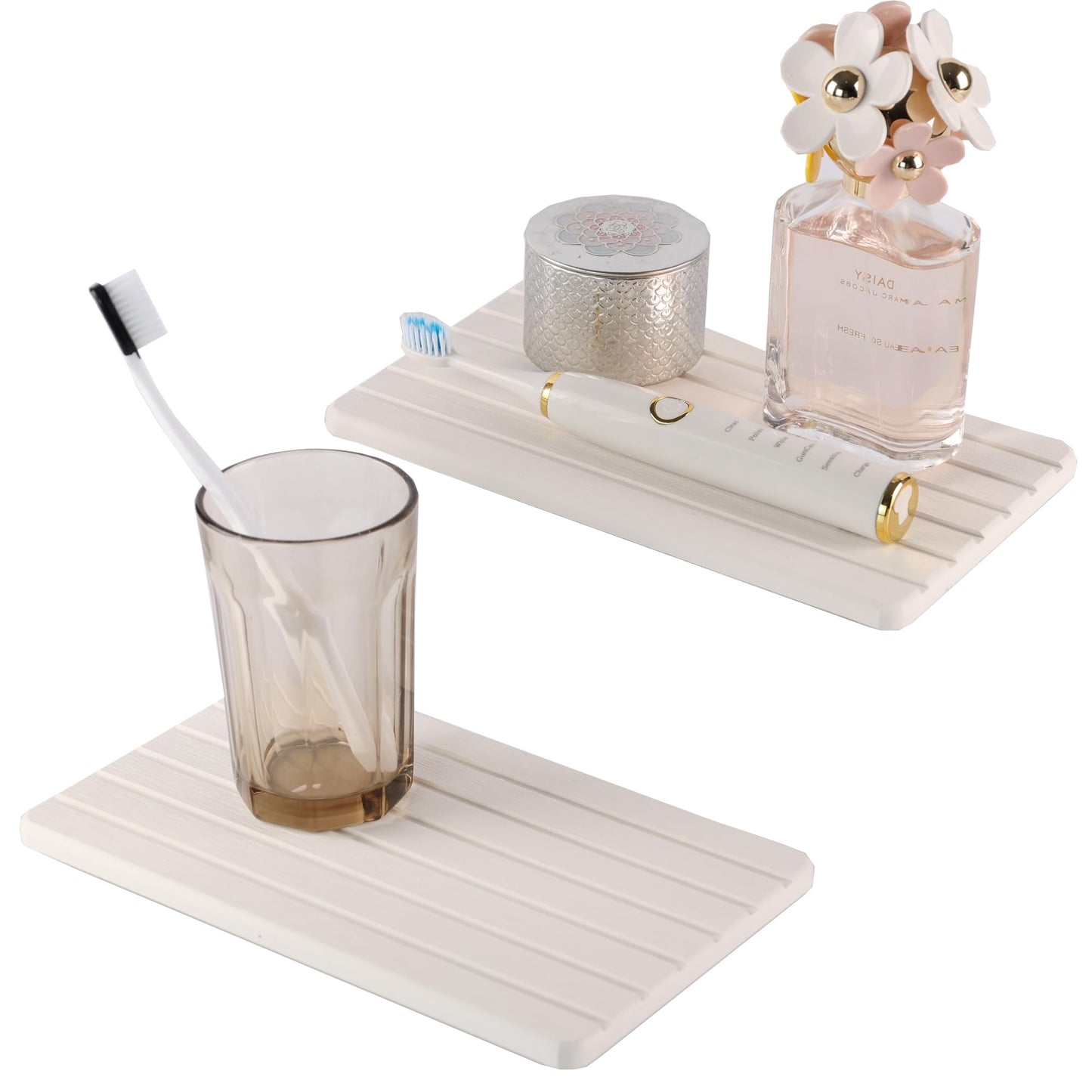 NiuYichee 2 PCS Water Absorbent diatomite Coasters, 9.5" x 5.5" Water Absorbing Stone Tray for Sink, Stone Drying mat for Kitchen Counter, Stone soap Tray Used for Hand Soaps & toiletries & Plants