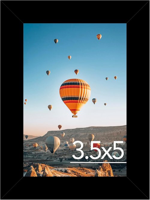 JCJMY 3.5x5 Picture Frame - Black Wall & Tabletop Display with Shatter-Resistant Plexiglass