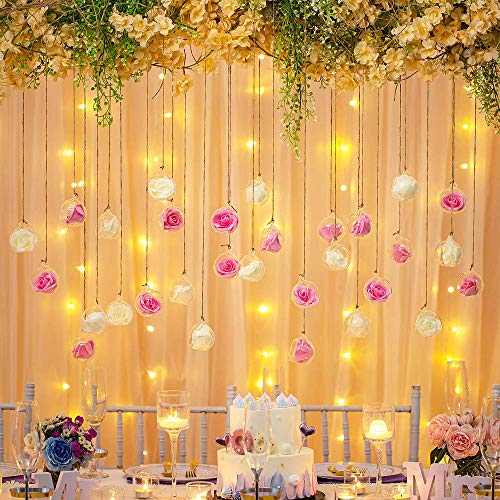 Sziqiqi Hanging Glass Globes Candle Holders 24 Pcs Without LED - Clear Decor
