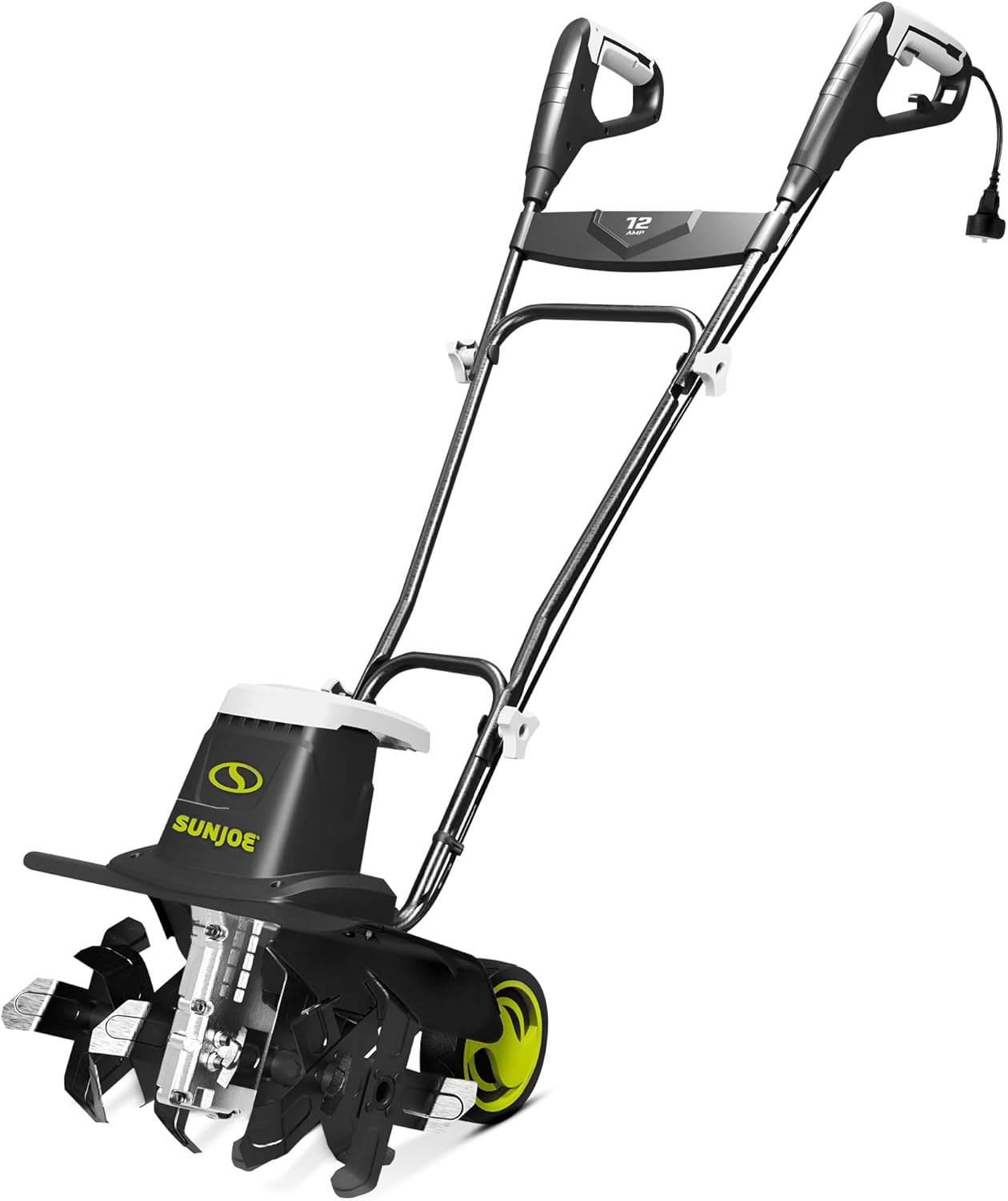 Sun Joe Corded Electric Garden Tiller - 12-Amp Heavy-Duty Cultivator with 16-Inch Steel Tines for Lawn Care