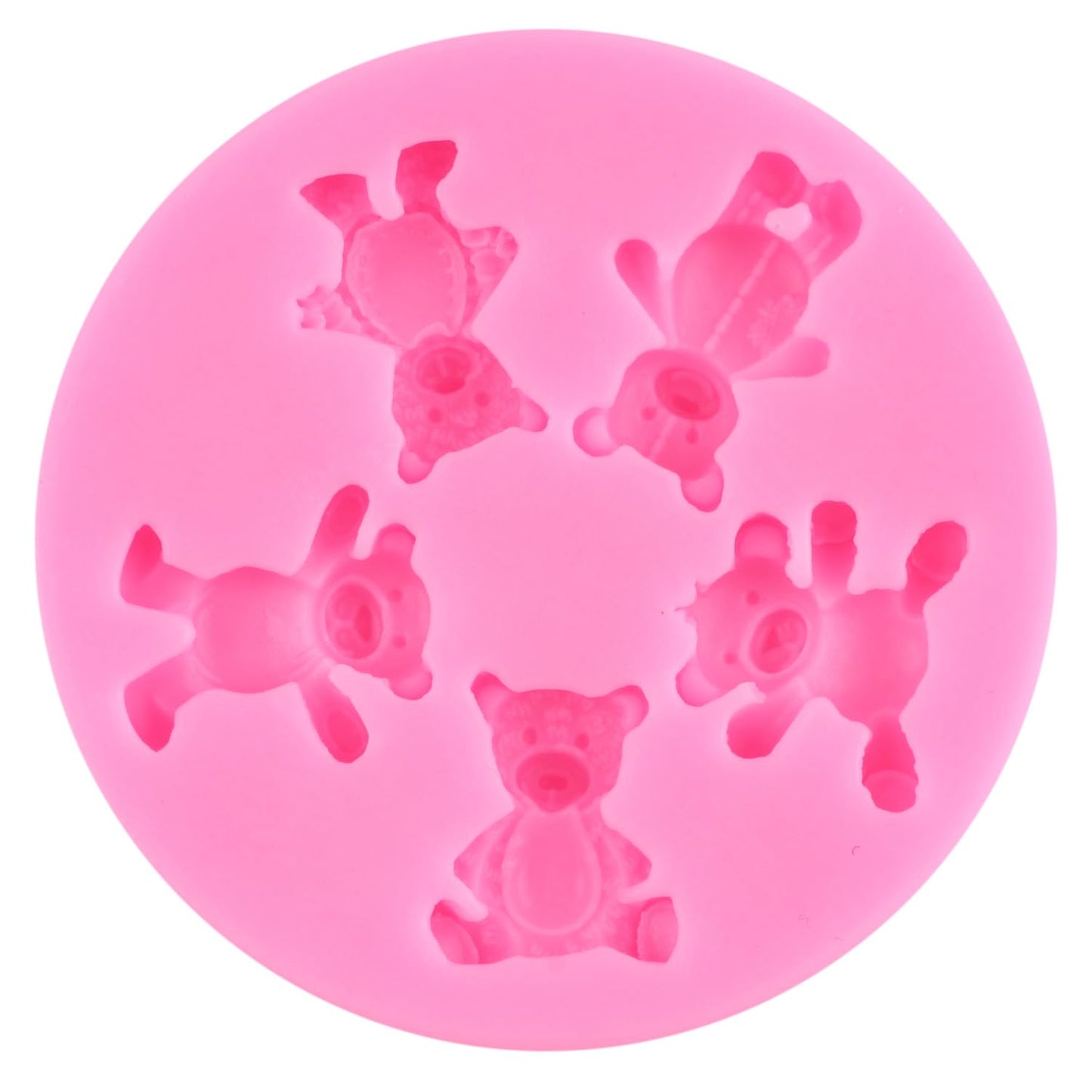LKDQUTHM Bear Silicone Fondant Mold Bear Chocolate Candy Molds for Cupcake Topper Cake Decoration Gum Paste Polymer Clay Set Of 5