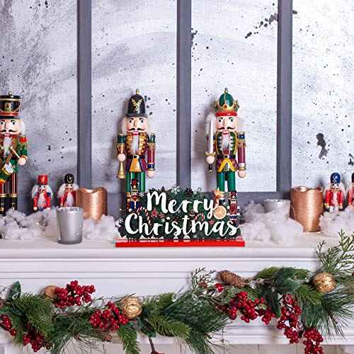 Blulu 3 Christmas Wooden Table Decorations Wooden Sign Table Centerpiece Santa Nutcracker Ornament for Christmas Snow Day Dinner Coffee Tier Tray Party Decor