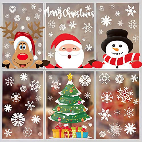 Christmas Window Stickers 8 Sheets 262PCS Static Clings Holiday Decorations