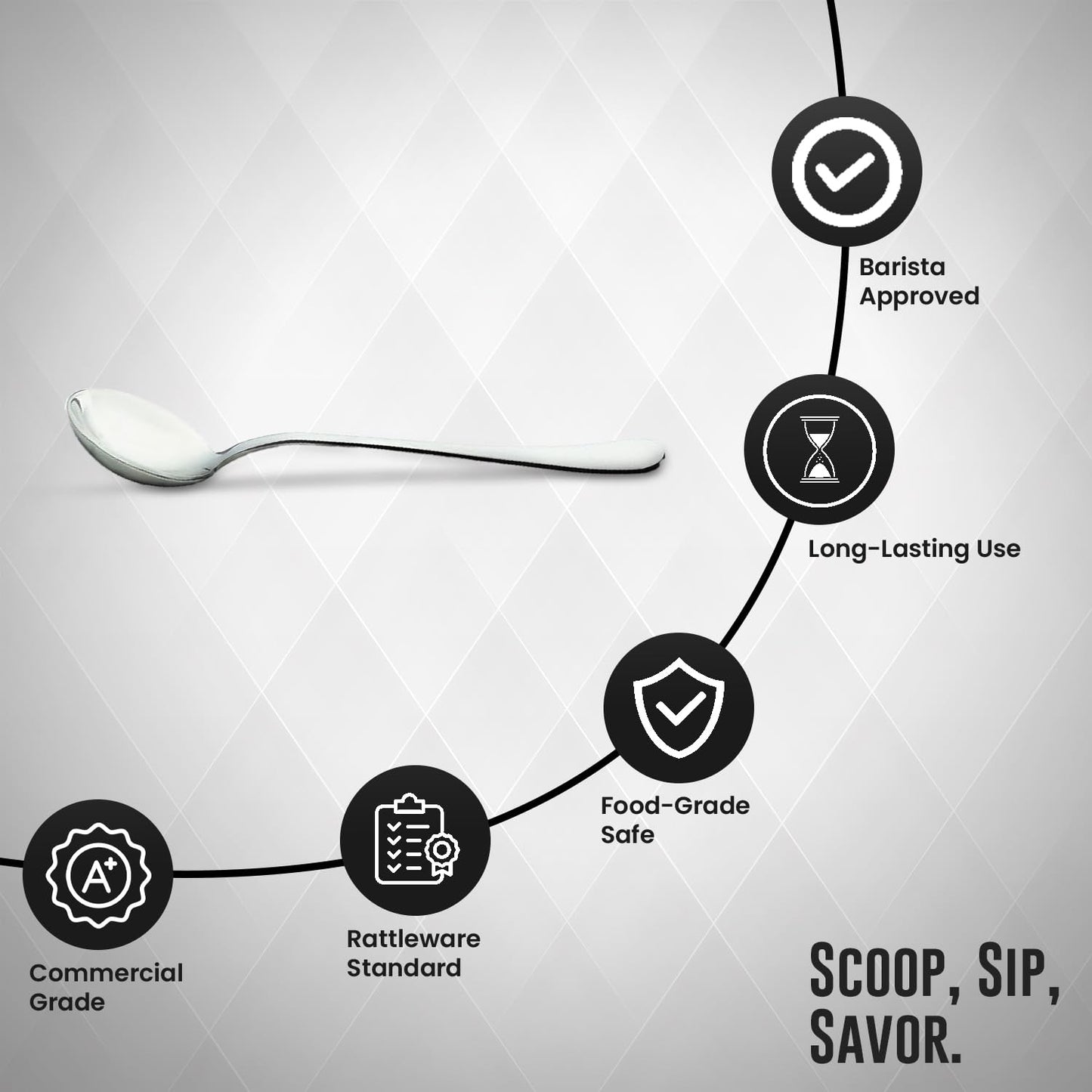 Rattleware Stainless Steel Cupping Spoon Deep Bowl Edition Sleek Professional Design Precision Crafted for Coffee Tasting Durable Ergonomic Handle Perfect for Coffee Cupping Enthusiasts and Baristas