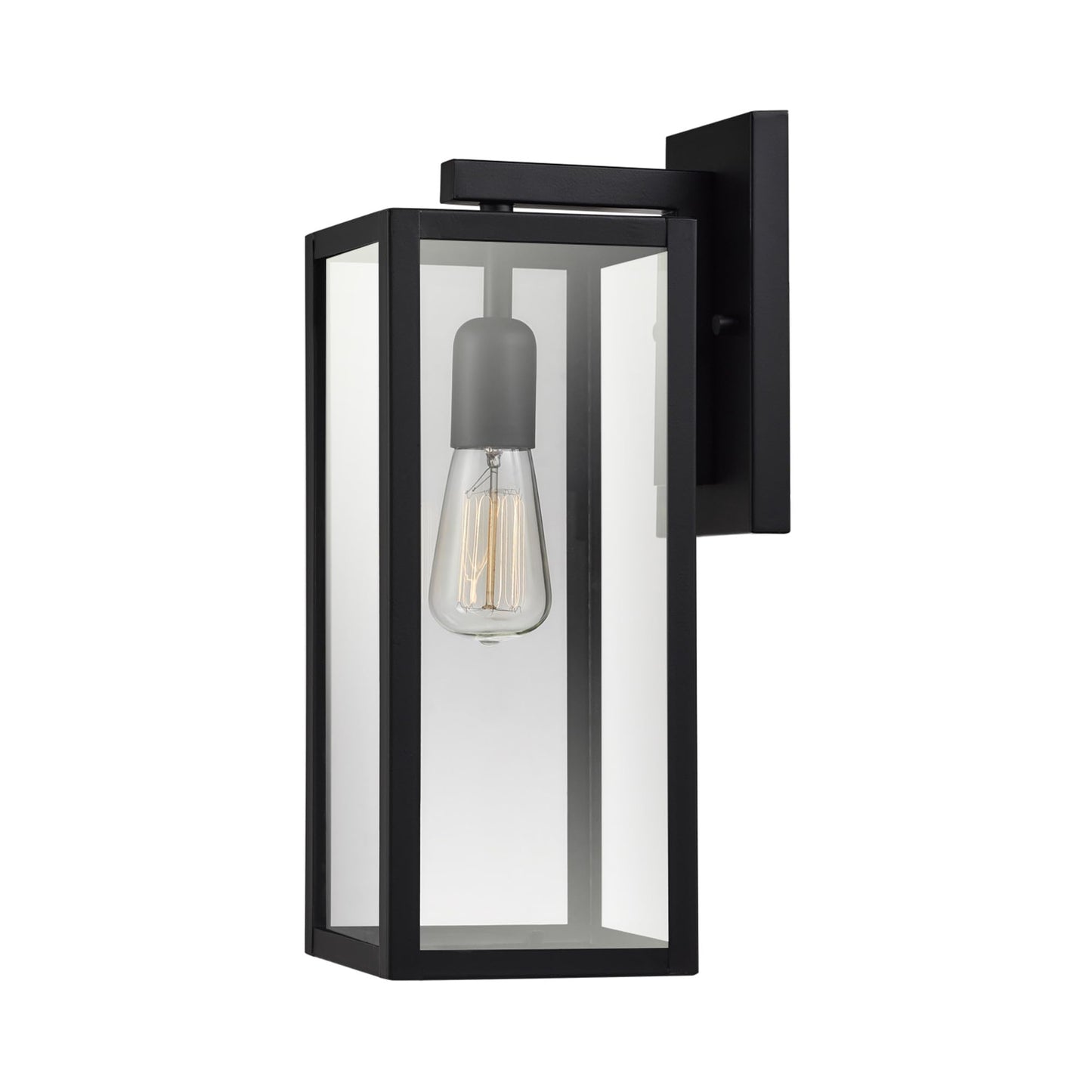 GLOBE Electric 44176 1-Light Outdoor/Indoor Wall Sconce, Matte Black Finish, Clear Glass Shade, Weather-Resistant Modern Exterior Light