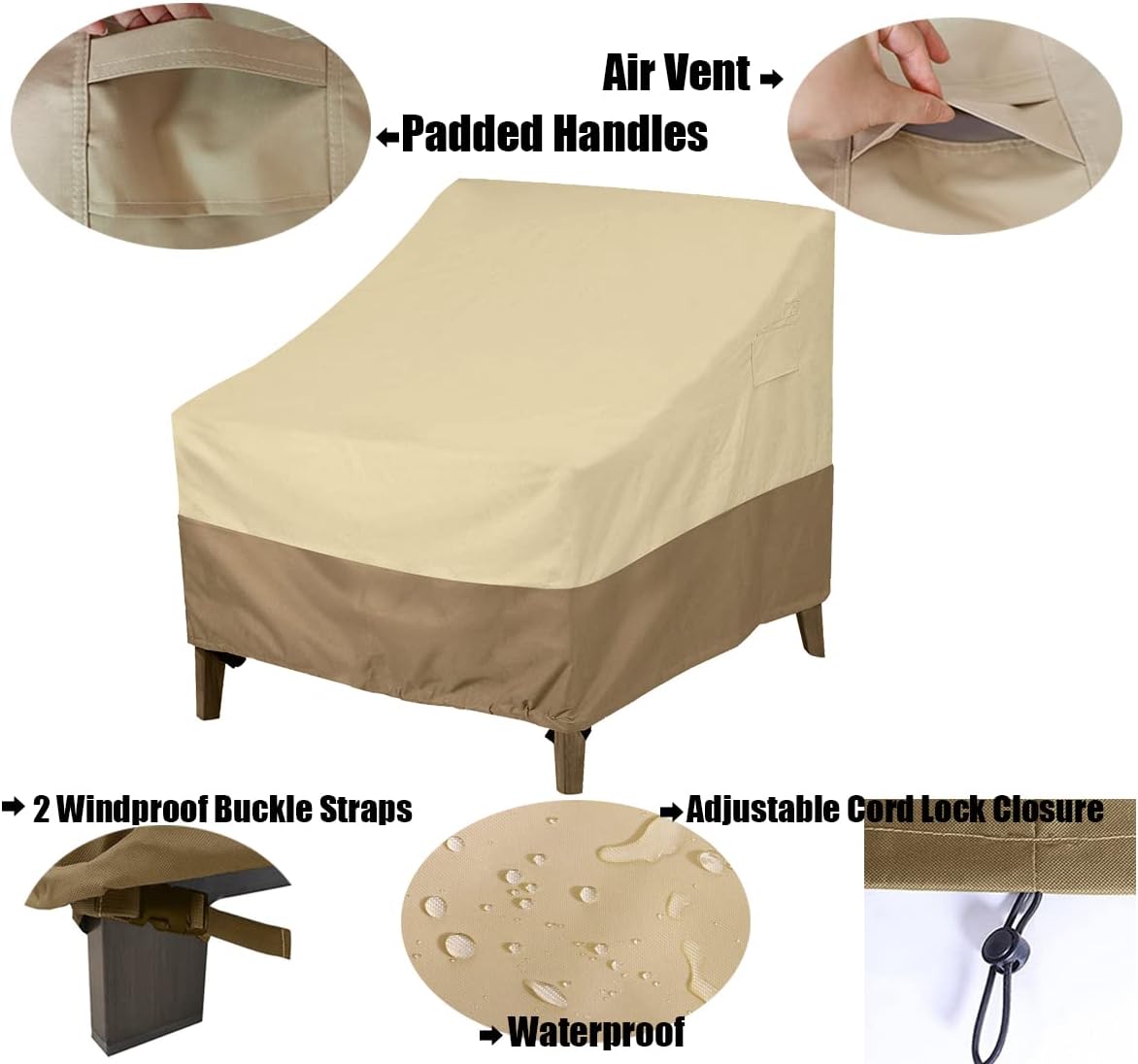 Skiennix Outdoor Furniture Cover - Durable Waterproof Lounge Chair Cover for Single Sofa