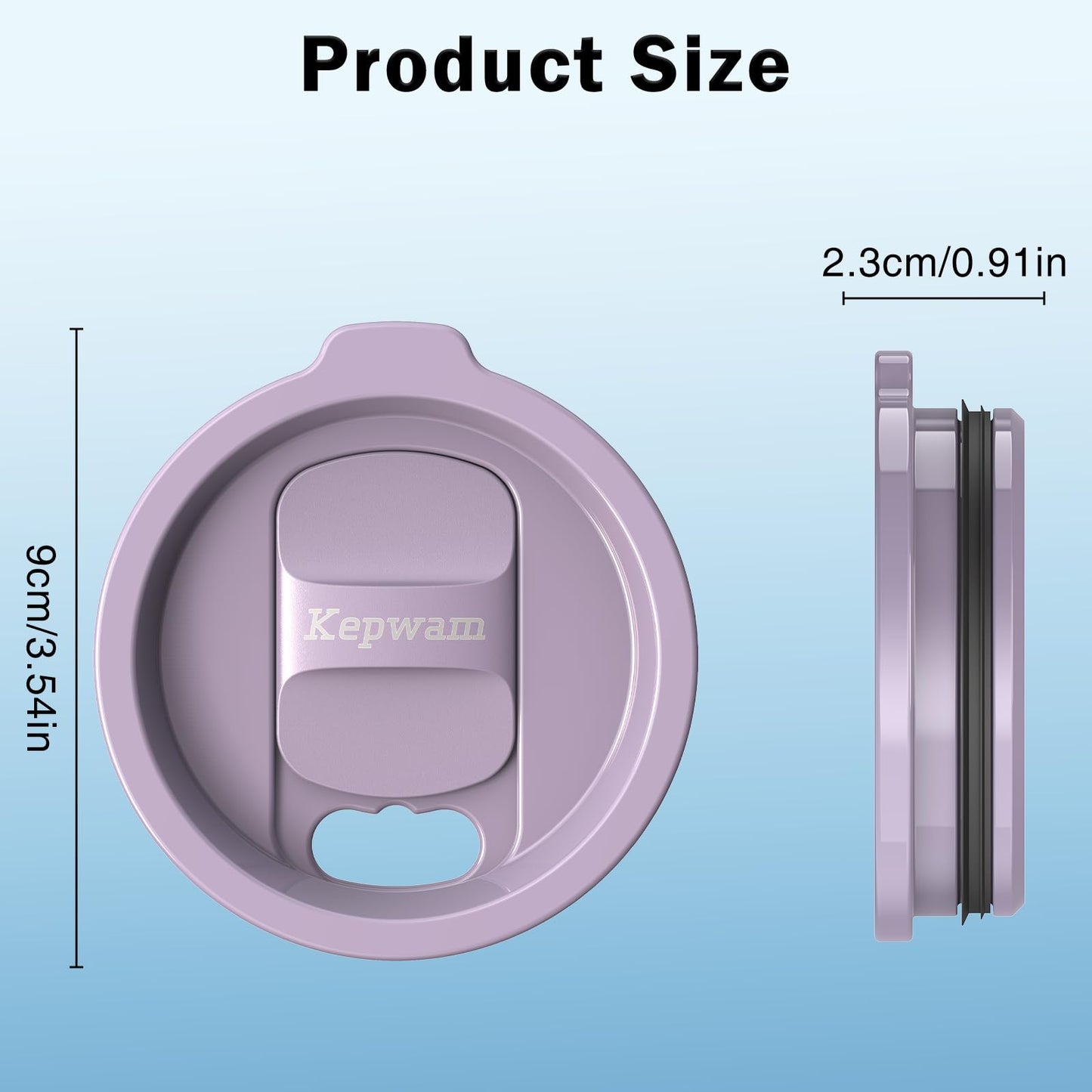 Kepwam Replacement Spill-Resistant Sliding Lid for Kepwam Self Heating Coffee Mug – BPA-Free, Easy to Use & Clean, Compatible with T1, T2 & T2 Plus Smart Mugs (Lilac Violet)