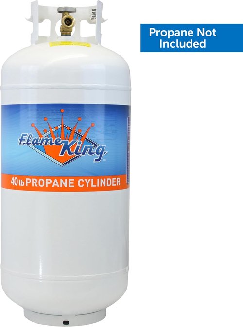 Flame King 40 Lb Steel Propane Tank Cylinder - Overflow Protection Device | Durable White Design