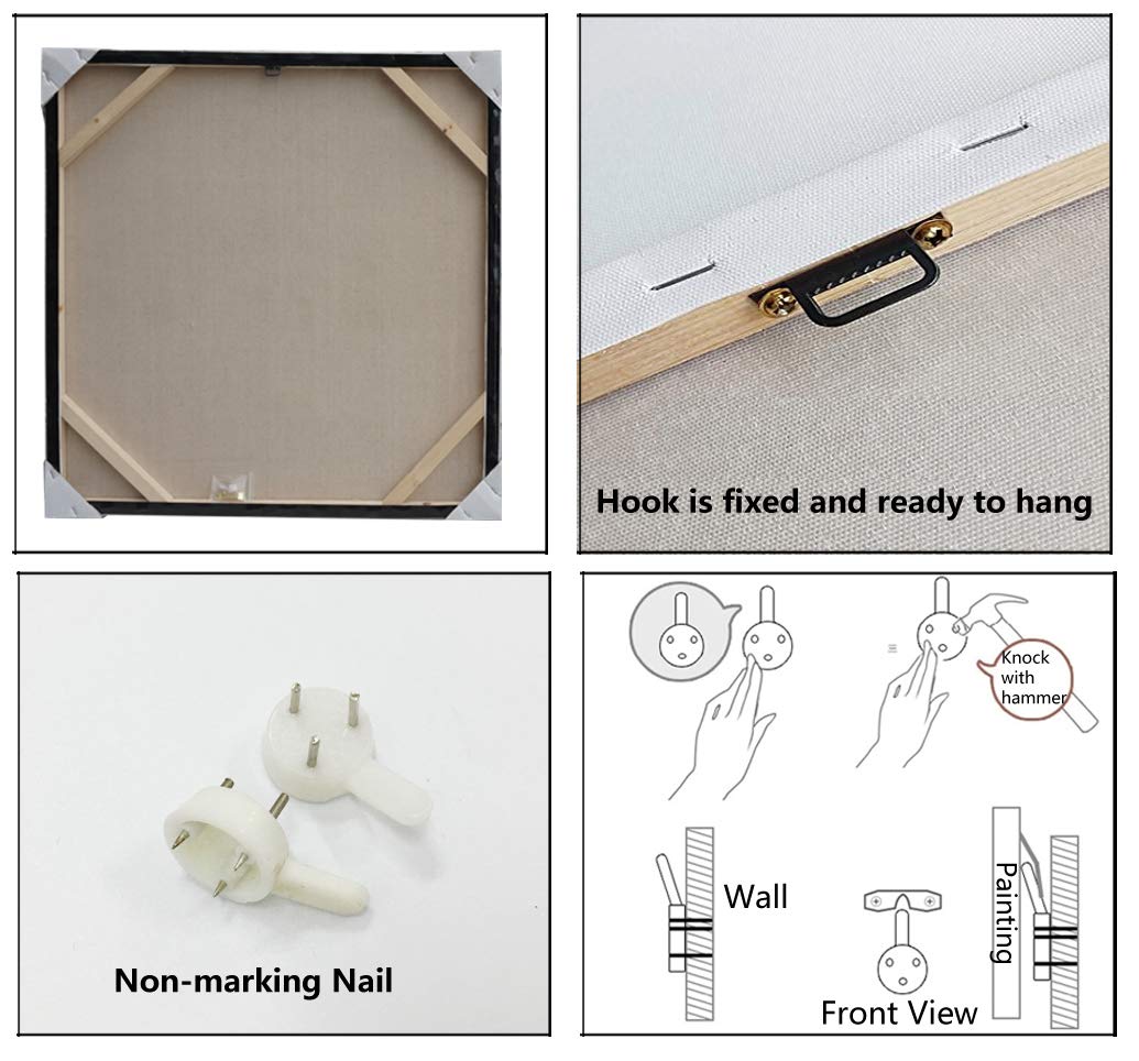 7Fisionart Navy Blue Canvas Wall Art for Living Room Grey Abstract Paintings Picture Large Framed Artwork for Bedroom Office Wal Decor Ready to Hang 40" x 20"