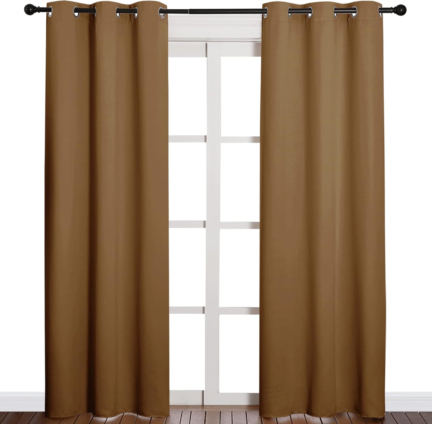 NICETOWN Blackout Curtains - Noise Reducing & Draft Blocking | 84-Inch Length, 2 Panels in Gold Brown