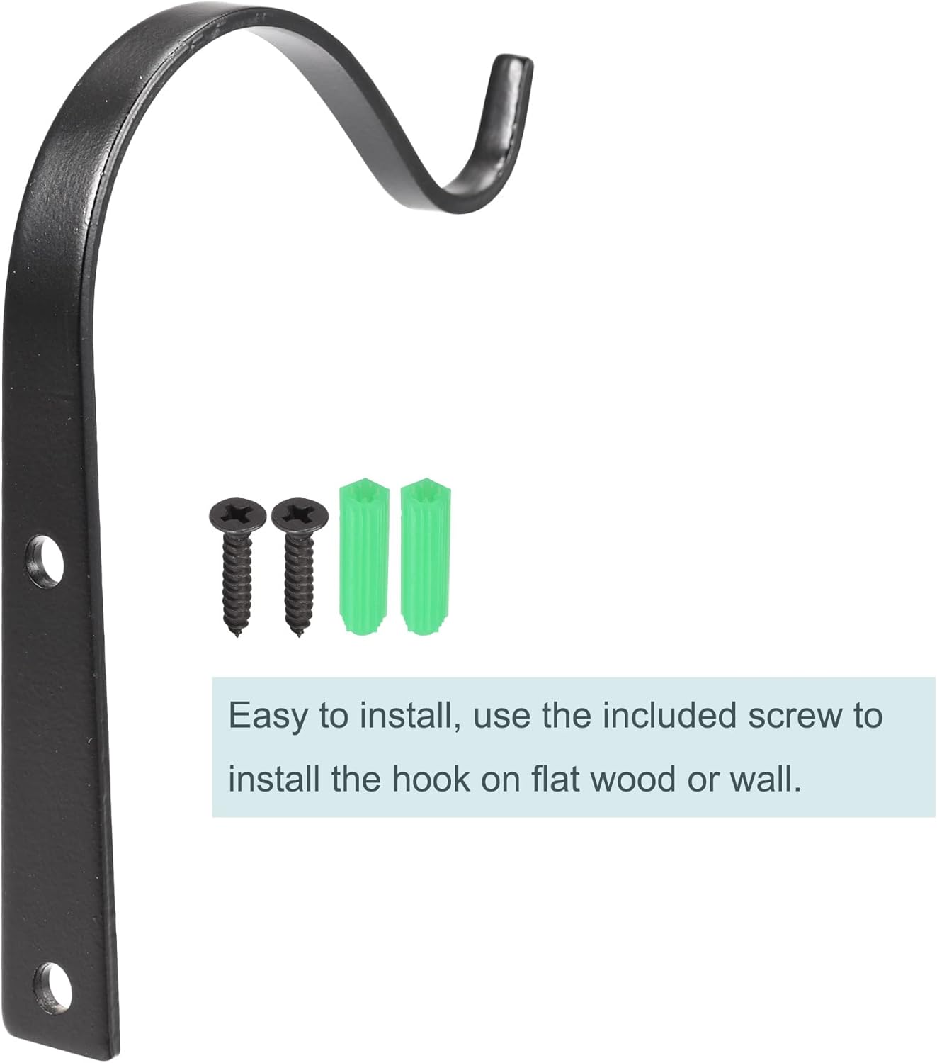 MECCANIXITY Iron Wall Hooks - 4 Inch Bracket for Hanging Lanterns & Plants | Black, Set of 2