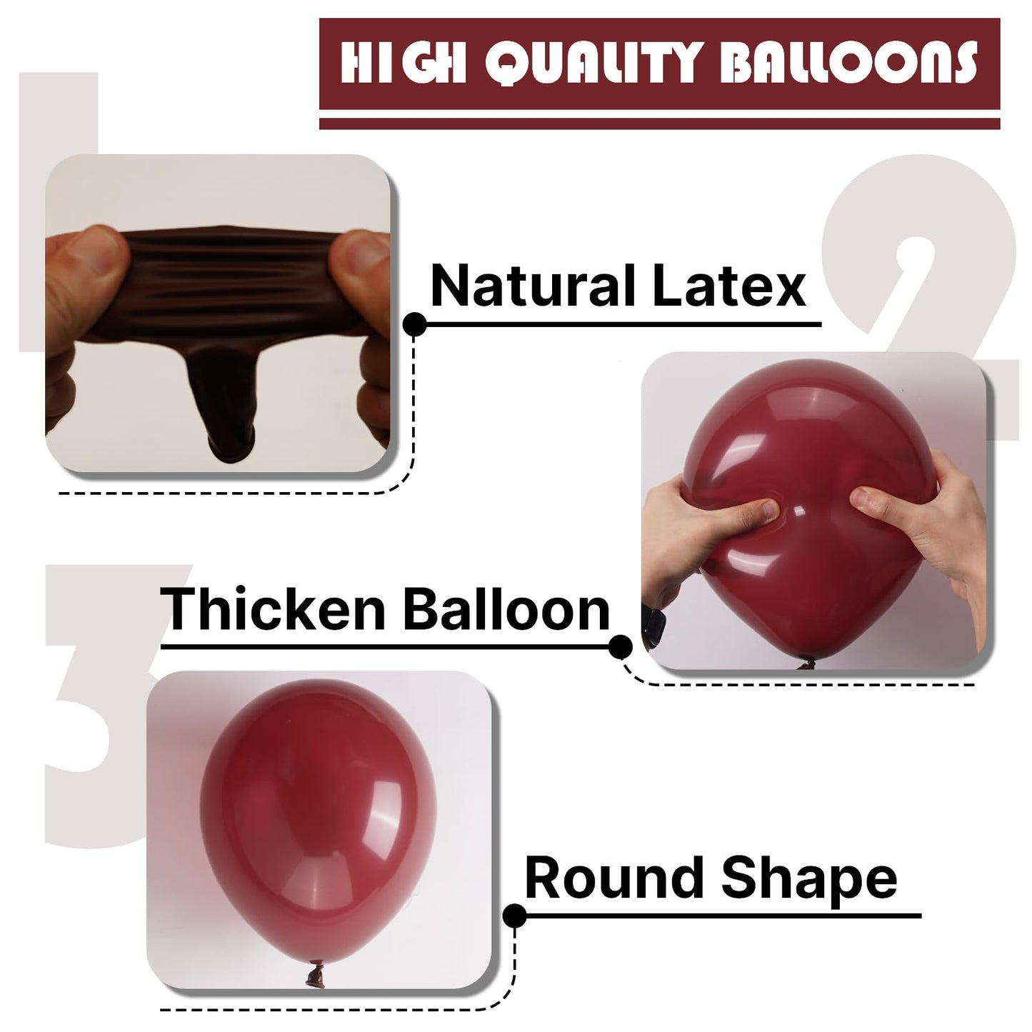 PartyWoo Burgundy Balloons 101pcs 12 Inch Dark Chestnut Red Maroon Helium Balloons for Graduation Wedding Thanksgiving Birthday Bachelorette Citizenship Strawberry Theme Party Decorations Red-Y62
