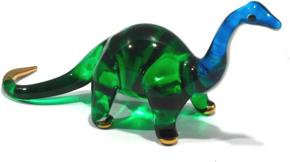Miniature Blown Glass Brontosaurus Figurine - 2.5" Jurassic Collectible Decor