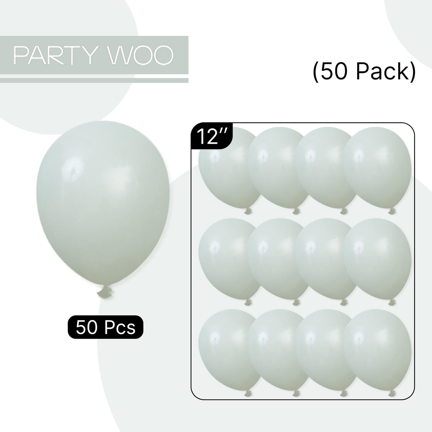PartyWoo Dusty Green Balloons 50pcs 12 Inch Sage Olive Eucalyptus Green Boho Neutral Latex Helium Balloons for Baby Shower Wedding Jungle Dinosaur Themed Birthday Party Decorations Green-F35