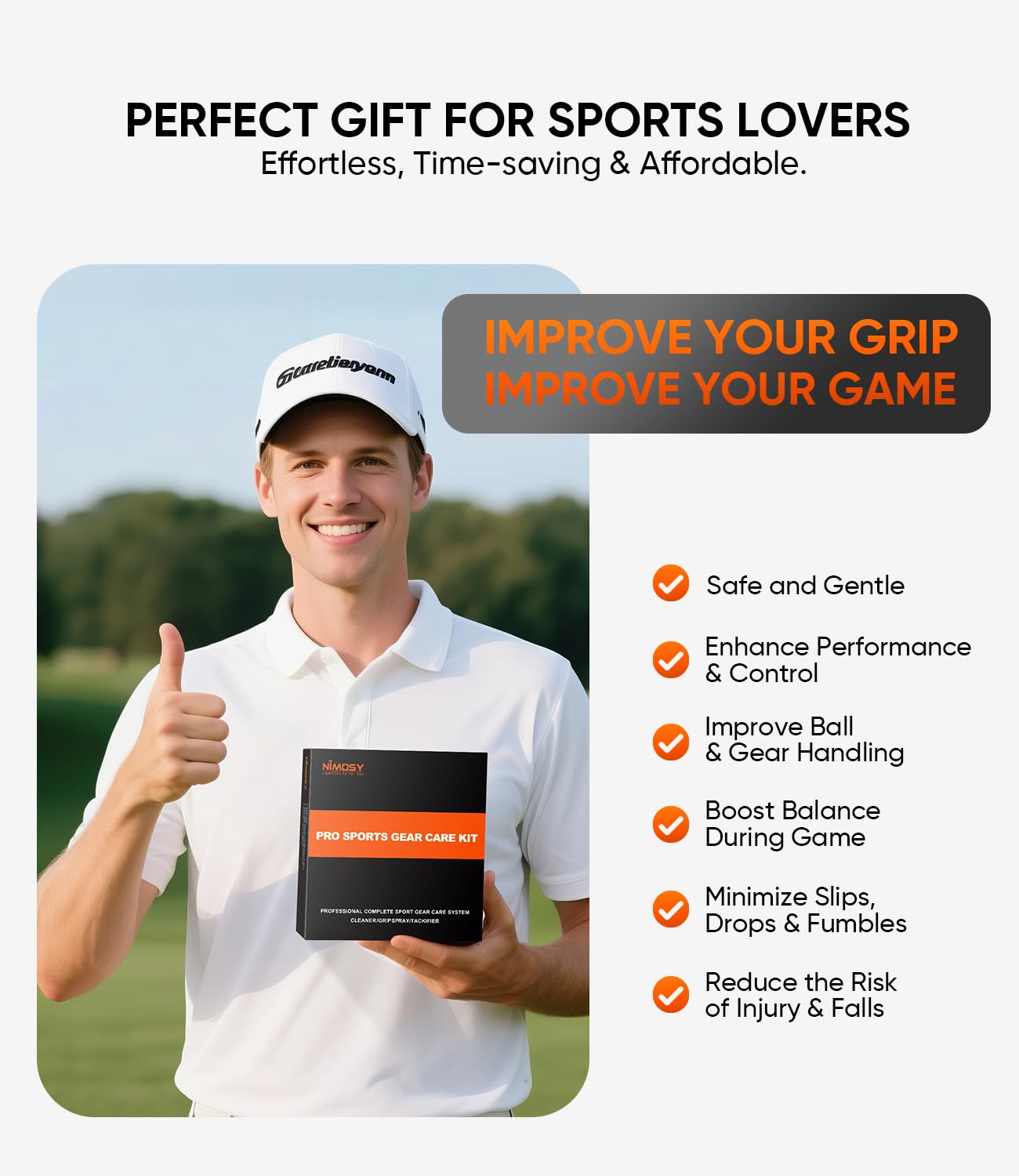 NIMOSY Pro Sport Grip Cleaner Kit - Golf Club & Pickleball Paddle Grip Care Set with Spray, Brush & Microfiber Towel - Restores Grip for Baseball, Tennis, Soccer Goalie Gloves - Perfect Sports Gift