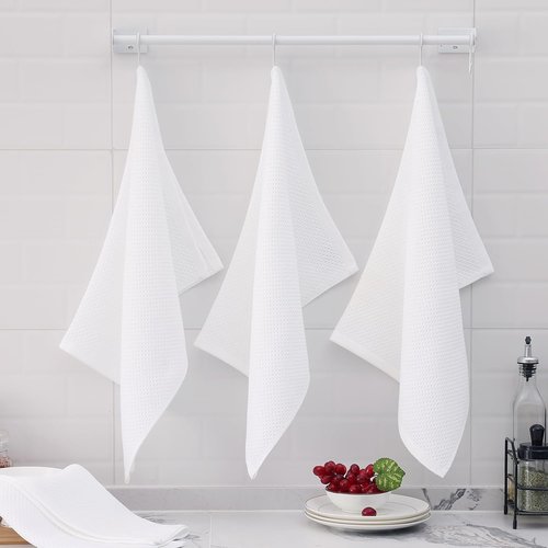 Homaxy 100% Cotton Kitchen Dish Towels - Ultra Soft & Absorbent, Quick Drying, 20x28 Inches, 8-Pack, White
