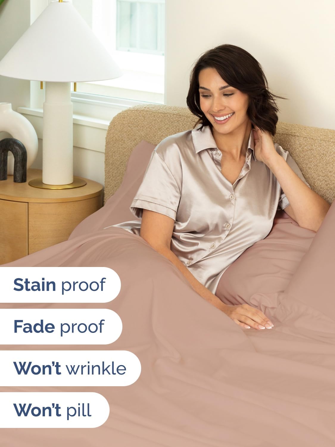 Skiennix Extra Deep Twin Sheet Set - 4-Piece Breathable Cooling Bedding - Soft, Wrinkle-Free Mauve