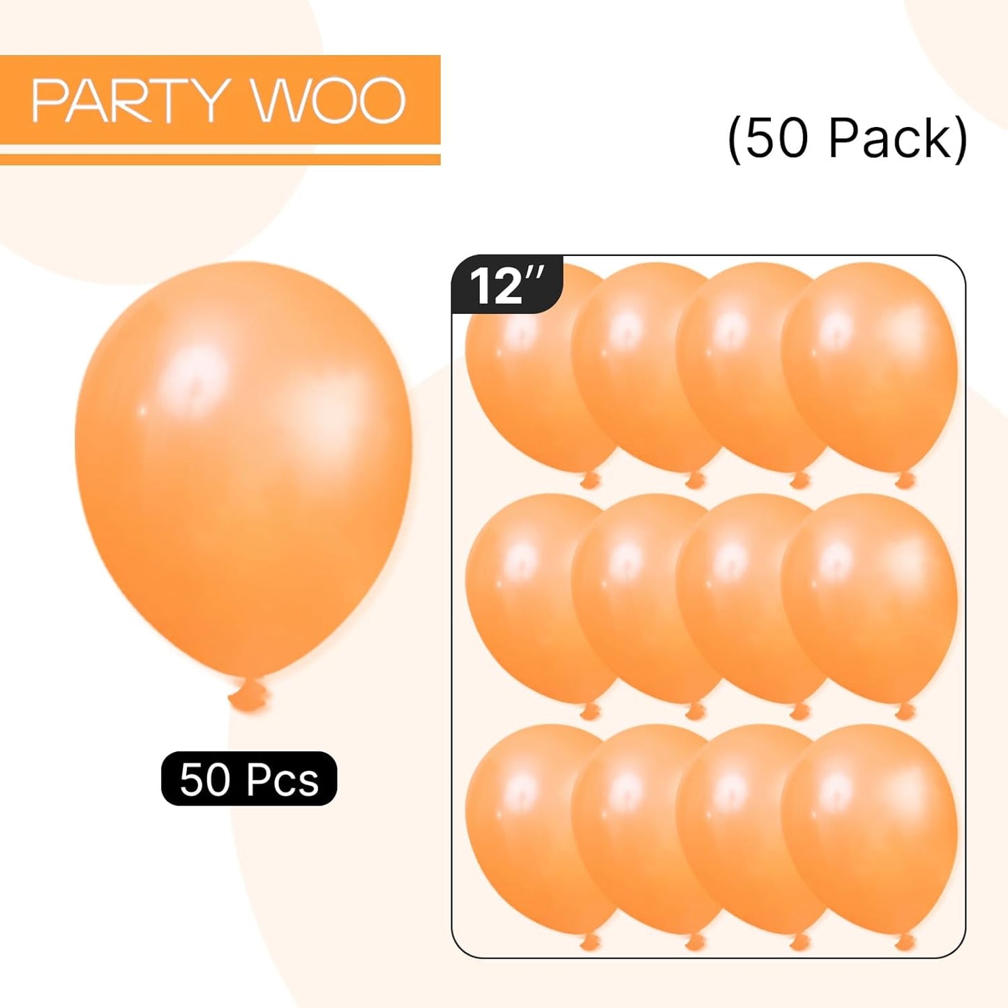 PartyWoo Pearl Orange Balloons - 50pcs 12 Inch Latex Balloons for Fall-Themed Celebrations